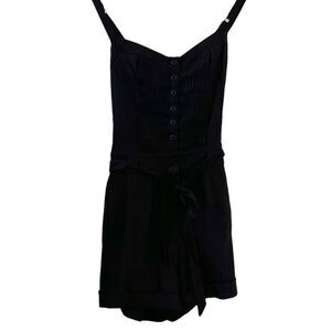 BEBE Linen Blend Short Romper In Black Size S